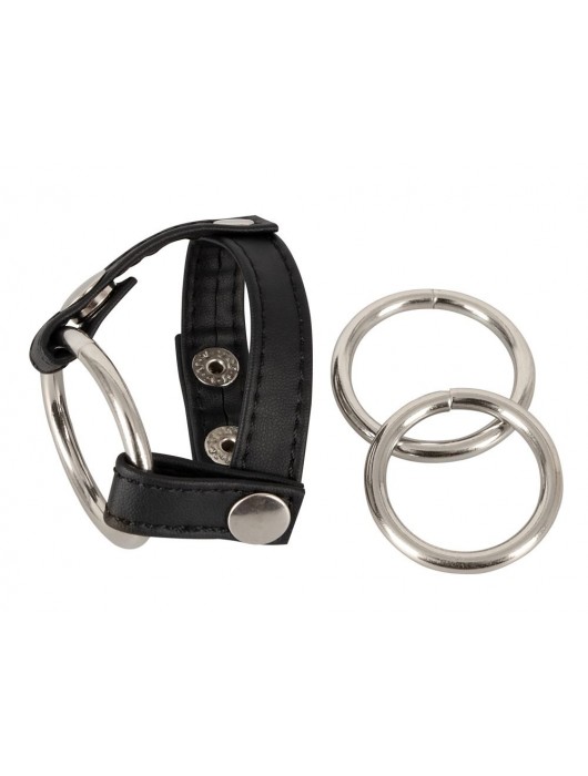 Подхват для мошонки с 3 съемными эрекционными кольцами Leder-Riemen - Orion - в Ижевске купить с доставкой