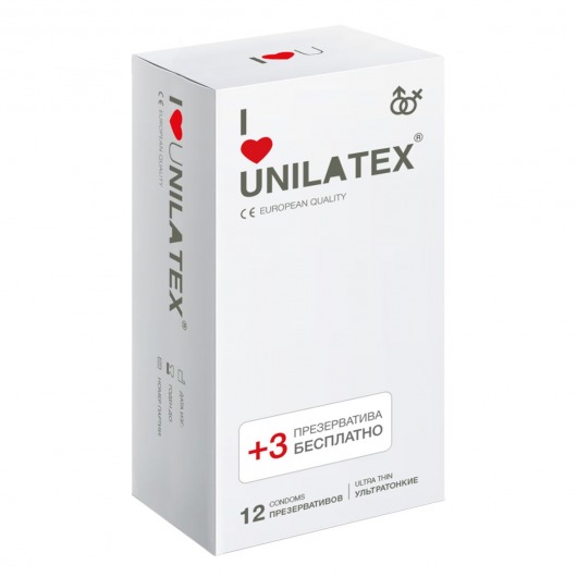 Ультратонкие презервативы Unilatex Ultra Thin - 12 шт. + 3 шт. в подарок - Unilatex - купить с доставкой в Ижевске