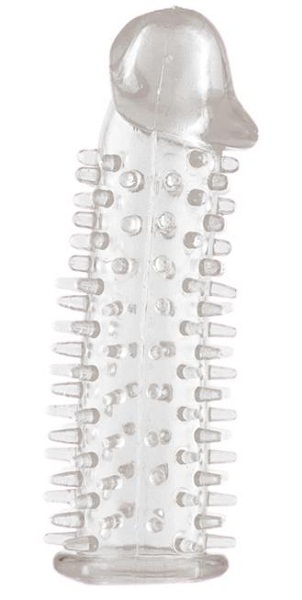 Прозрачная насадка на половой член с закрытой головкой и шипами - 12,5 см. - Toyfa Basic - в Ижевске купить с доставкой