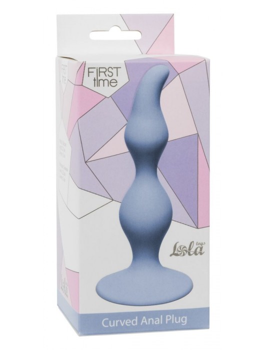 Голубая анальная пробка Curved Anal Plug Blue - 12,5 см. - Lola Games
