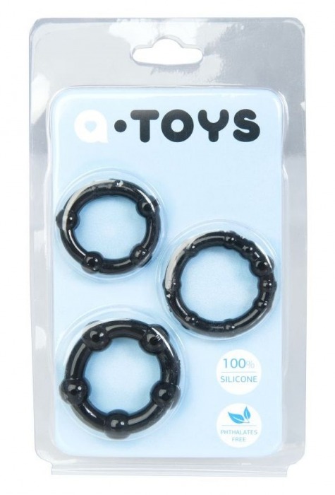 Набор из 3 чёрных эрекционных колец A-toys - A-toys - в Ижевске купить с доставкой