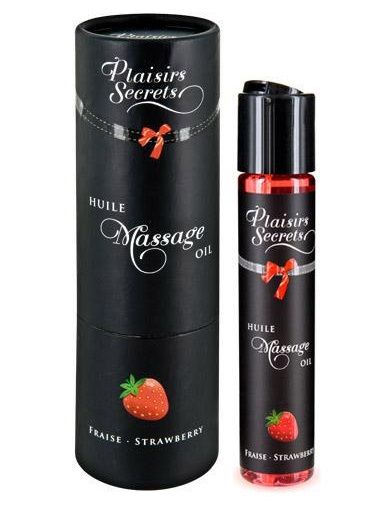 Массажное масло с ароматом клубники Huile de Massage Gourmande Fraise des Bois - 59 мл. - Plaisir Secret - купить с доставкой в Ижевске