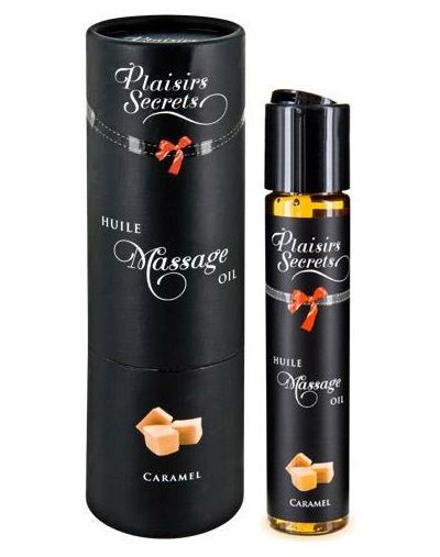 Массажное масло с ароматом карамели Huile de Massage Gourmande Caramel - 59 мл. - Plaisir Secret - купить с доставкой в Ижевске
