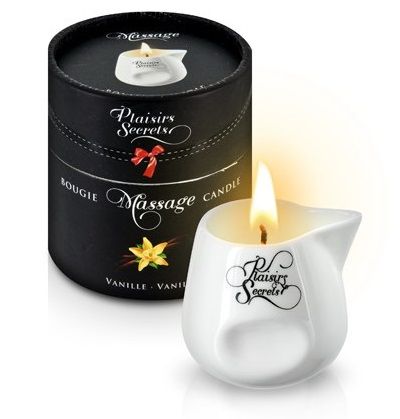 Массажная свеча с ароматом ванили Bougie Massage Gourmande Vanille - 80 мл. - Plaisir Secret - купить с доставкой в Ижевске