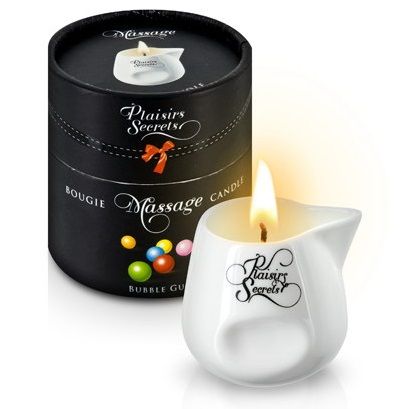 Массажная свеча с ароматом бубль-гума Bougie de Massage Gourmande Bubble Gum - 80 мл. - Plaisir Secret - купить с доставкой в Ижевске
