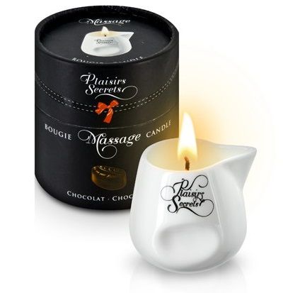 Массажная свеча с ароматом шоколада Bougie de Massage Gourmande Chocolat - 80 мл. - Plaisir Secret - купить с доставкой в Ижевске