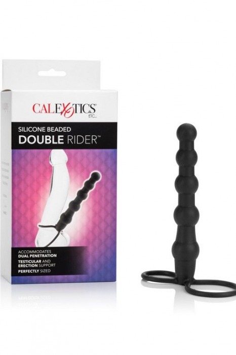 Насадка на пенис для двойного проникновения Silicone Beaded Double Rider - 14 см. - California Exotic Novelties - в Ижевске купить с доставкой