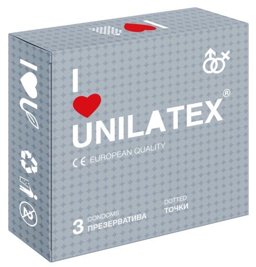 Презервативы с точками Unilatex Dotted - 3 шт. - Unilatex - купить с доставкой в Ижевске