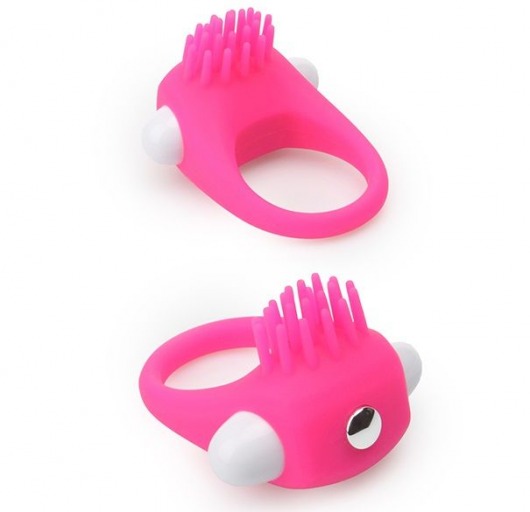 Розовое эрекционное кольцо с щеточкой LIT-UP SILICONE STIMU RING 5 - Dream Toys - в Ижевске купить с доставкой