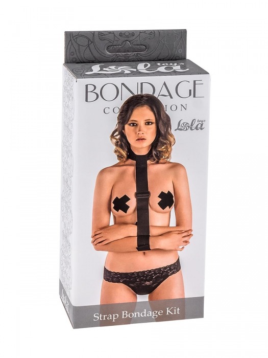 Ошейник с длинной лентой и наручниками Strap Bondage Kit One Size - Lola Games - купить с доставкой в Ижевске