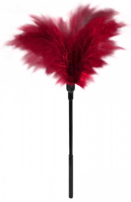 Пластиковая метелочка с красными пёрышками Small Feather Tickler - 32 см. - Blush Novelties - купить с доставкой в Ижевске