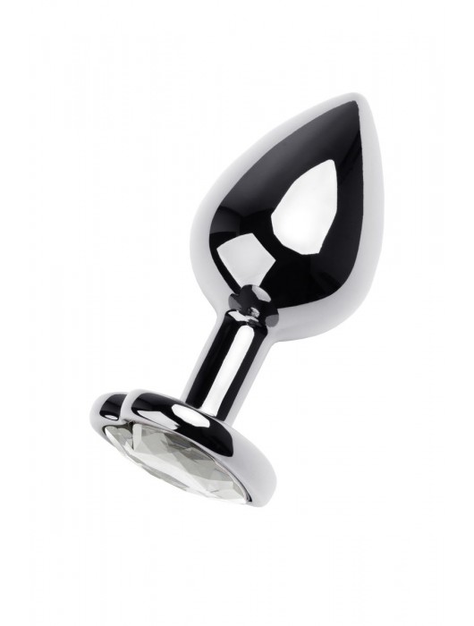 Серебристая анальная пробка с прозрачным кристаллом-сердцем - 8 см. - ToyFa - купить с доставкой в Ижевске