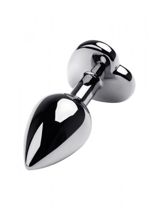 Серебристая анальная пробка с прозрачным кристаллом-сердцем - 8 см. - ToyFa - купить с доставкой в Ижевске