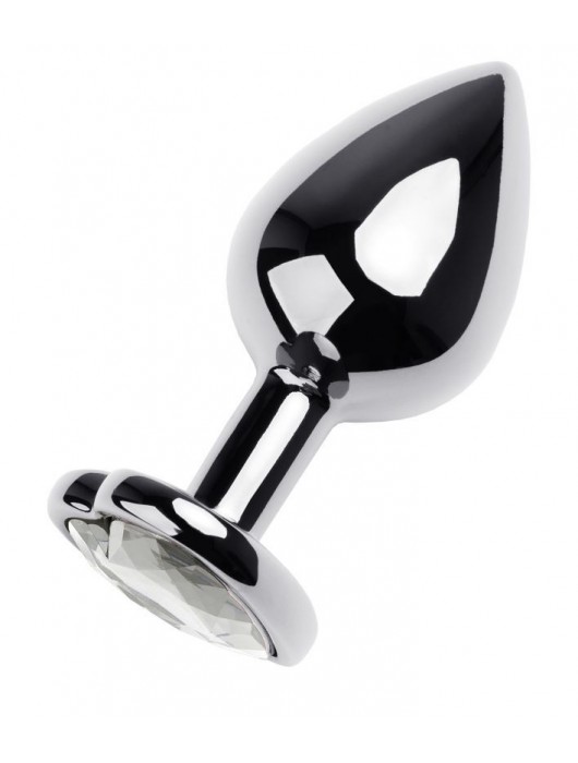 Серебристая анальная пробка с прозрачным кристаллом-сердцем - 8 см. - ToyFa - купить с доставкой в Ижевске